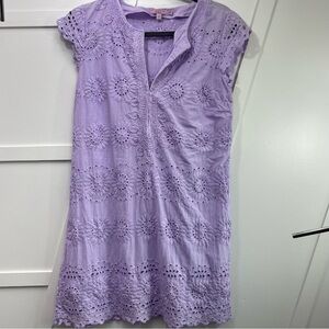 Calypso St. Barth Purple Mini Sundress with Mandarin Collar